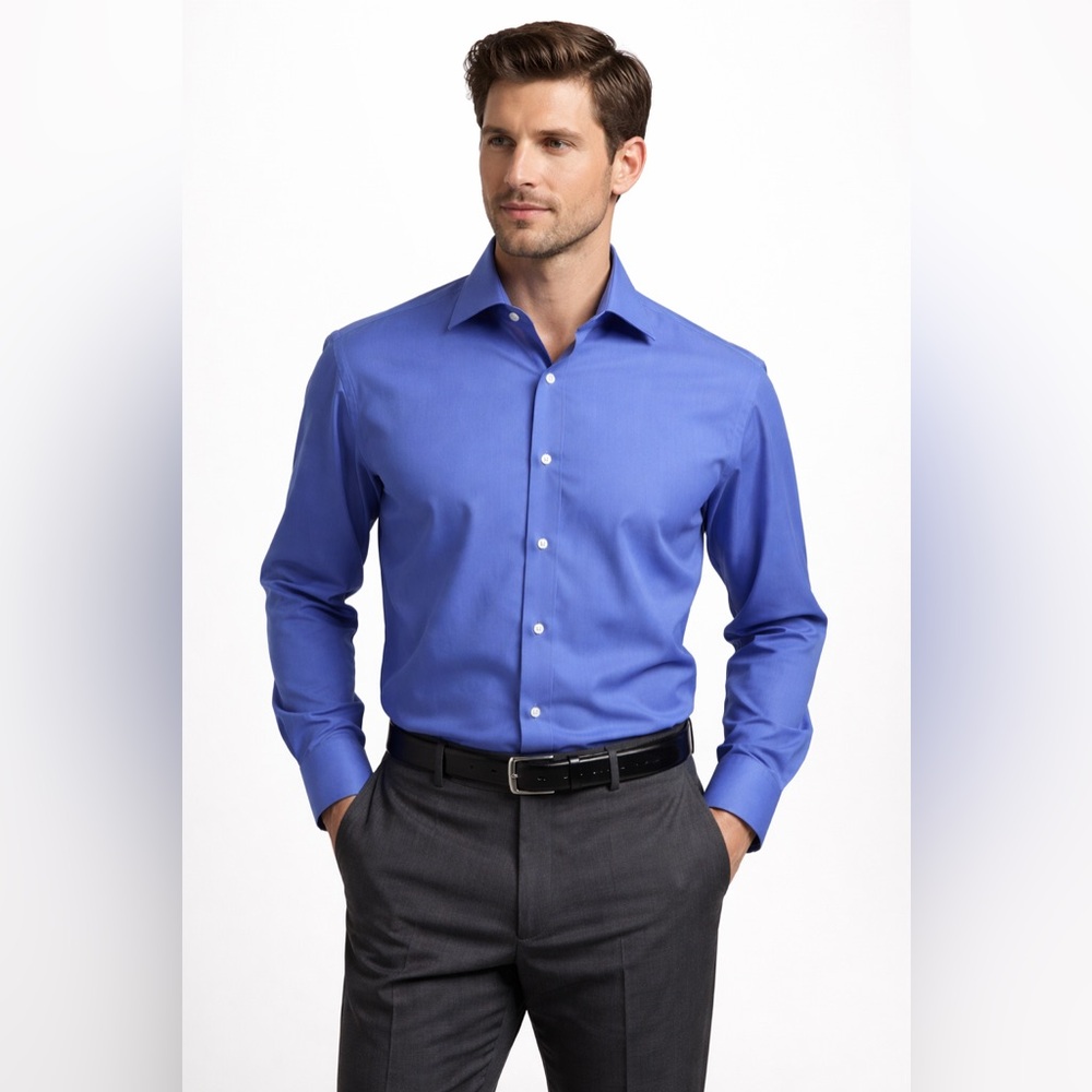 Brooks Brothers Thomas Mason Italian Cotton Dress Shirt Blue 17/34‎ Regular